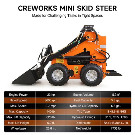 mini skid steer gas|creworks mini skid steer specs.